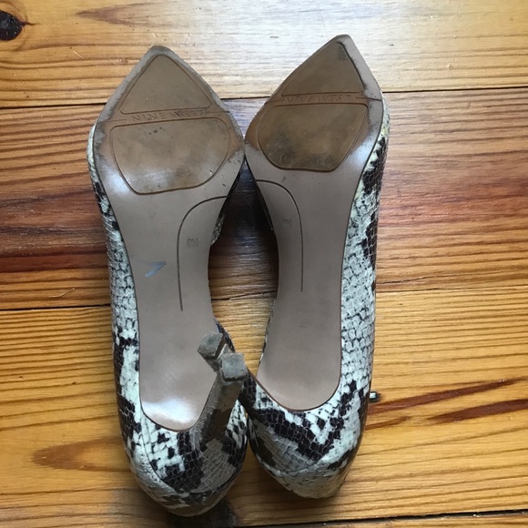 Nine West Beige Black Neutral Snakeskin Stiletto Heels, EUC, 8 - Picture 7 of 12